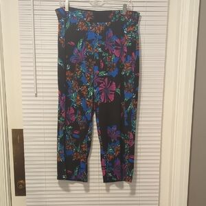 IMAN Black and Blue Floral Pants